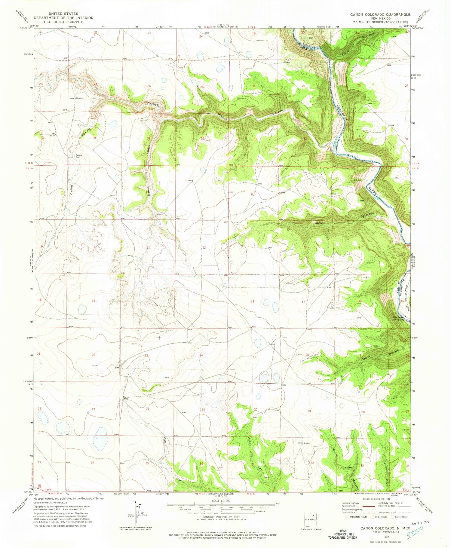 Classic USGS Canon Colorado New Mexico 7.5'x7.5' Topo Map Image