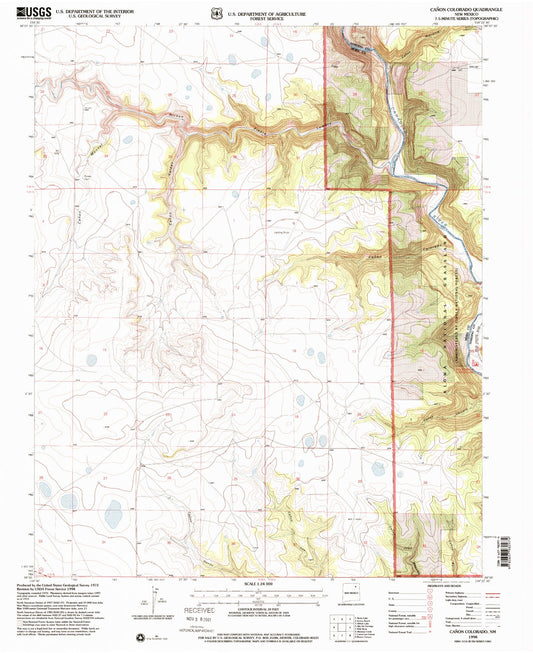 Classic USGS Canon Colorado New Mexico 7.5'x7.5' Topo Map Image