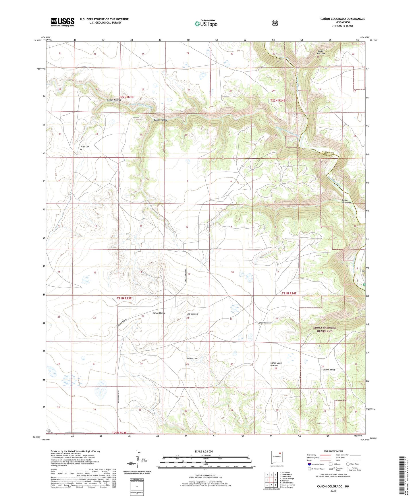 Canon Colorado New Mexico US Topo Map Image