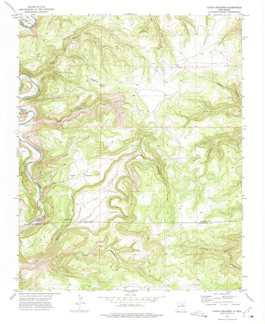 Classic USGS Canon Encierro New Mexico 7.5'x7.5' Topo Map Image
