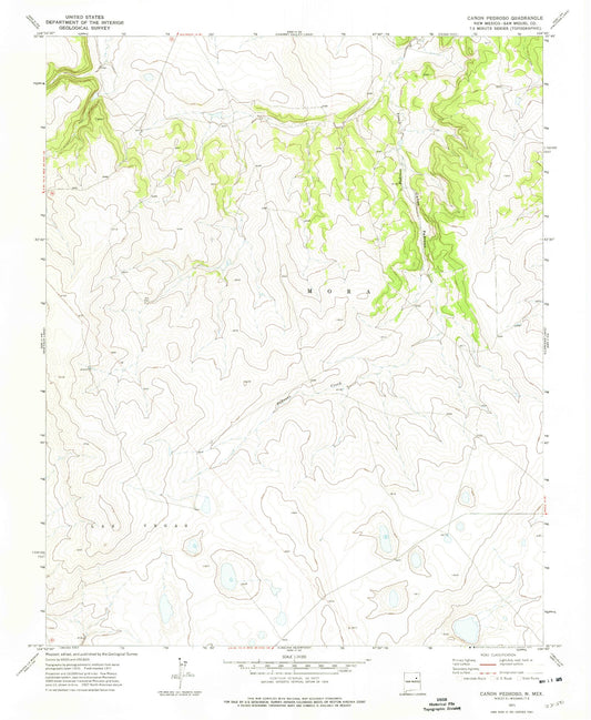 Classic USGS Canon Pedroso New Mexico 7.5'x7.5' Topo Map Image
