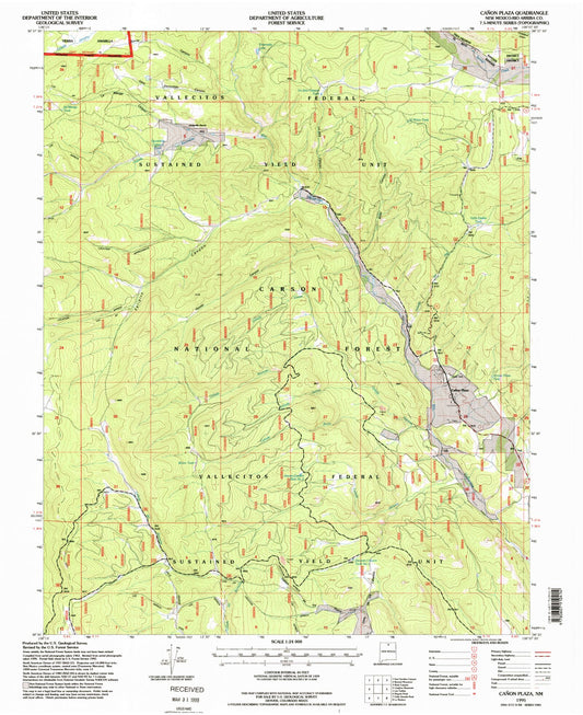 Classic USGS Canon Plaza New Mexico 7.5'x7.5' Topo Map Image