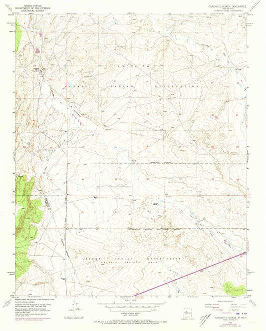 Classic USGS Canoncito School New Mexico 7.5'x7.5' Topo Map Image
