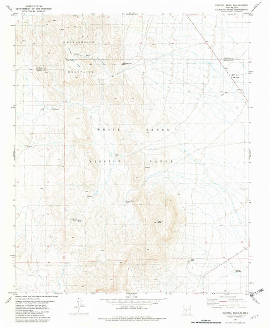 Classic USGS Capitol Peak New Mexico 7.5'x7.5' Topo Map Image