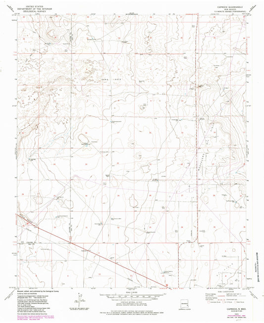 Classic USGS Caprock New Mexico 7.5'x7.5' Topo Map Image
