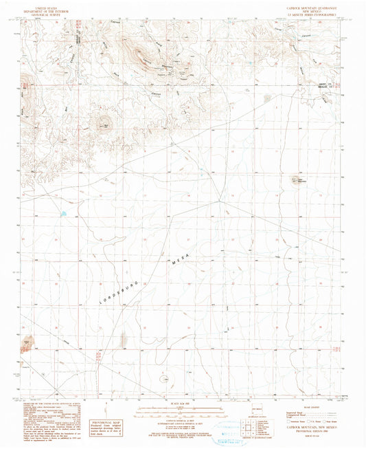Classic USGS Caprock Mountain New Mexico 7.5'x7.5' Topo Map Image