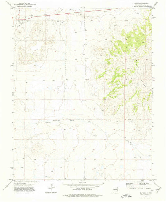 Classic USGS Capulin New Mexico 7.5'x7.5' Topo Map Image