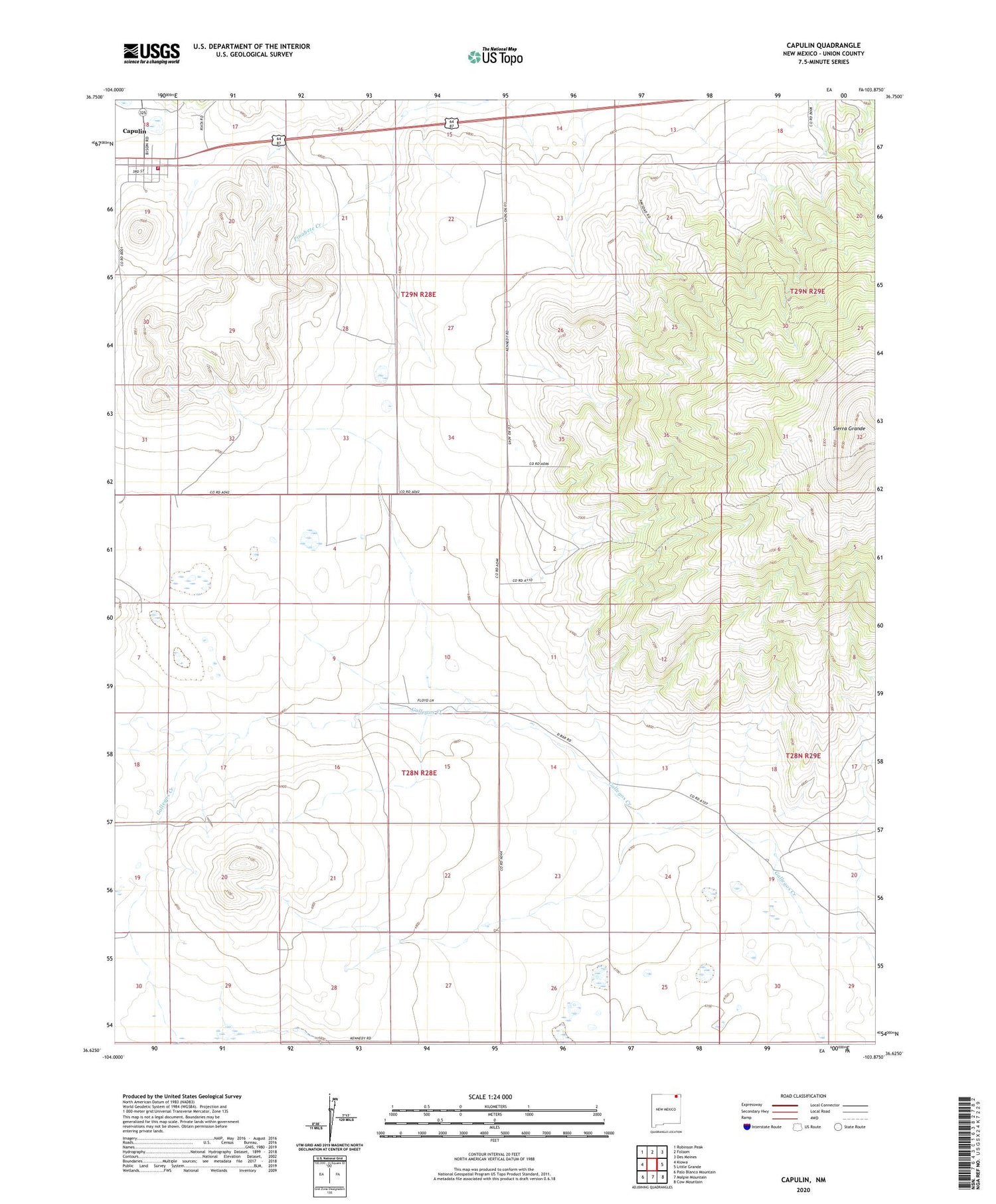 Capulin New Mexico US Topo Map Image