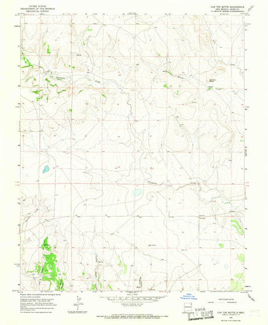 Classic USGS Car Top Butte New Mexico 7.5'x7.5' Topo Map Image