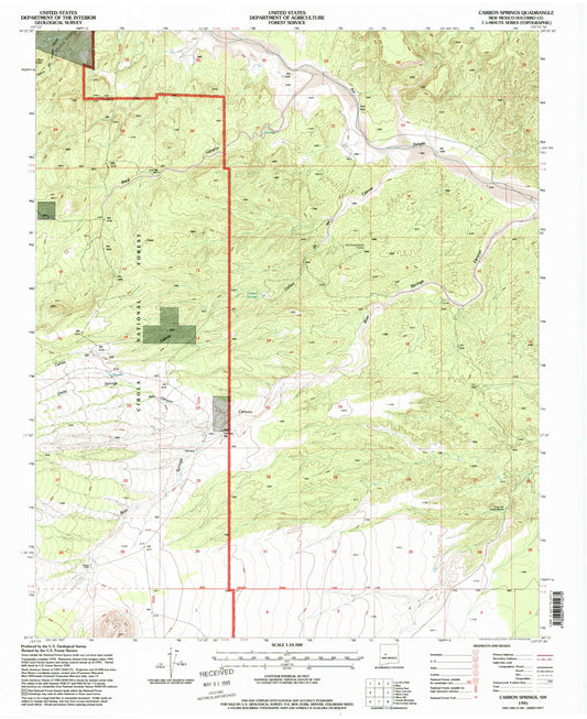 Classic USGS Carbon Springs New Mexico 7.5'x7.5' Topo Map Image