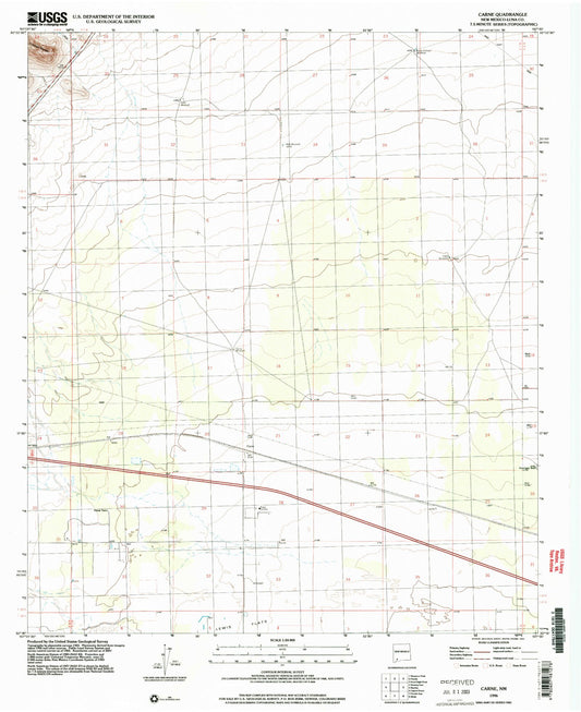 Classic USGS Carne New Mexico 7.5'x7.5' Topo Map Image