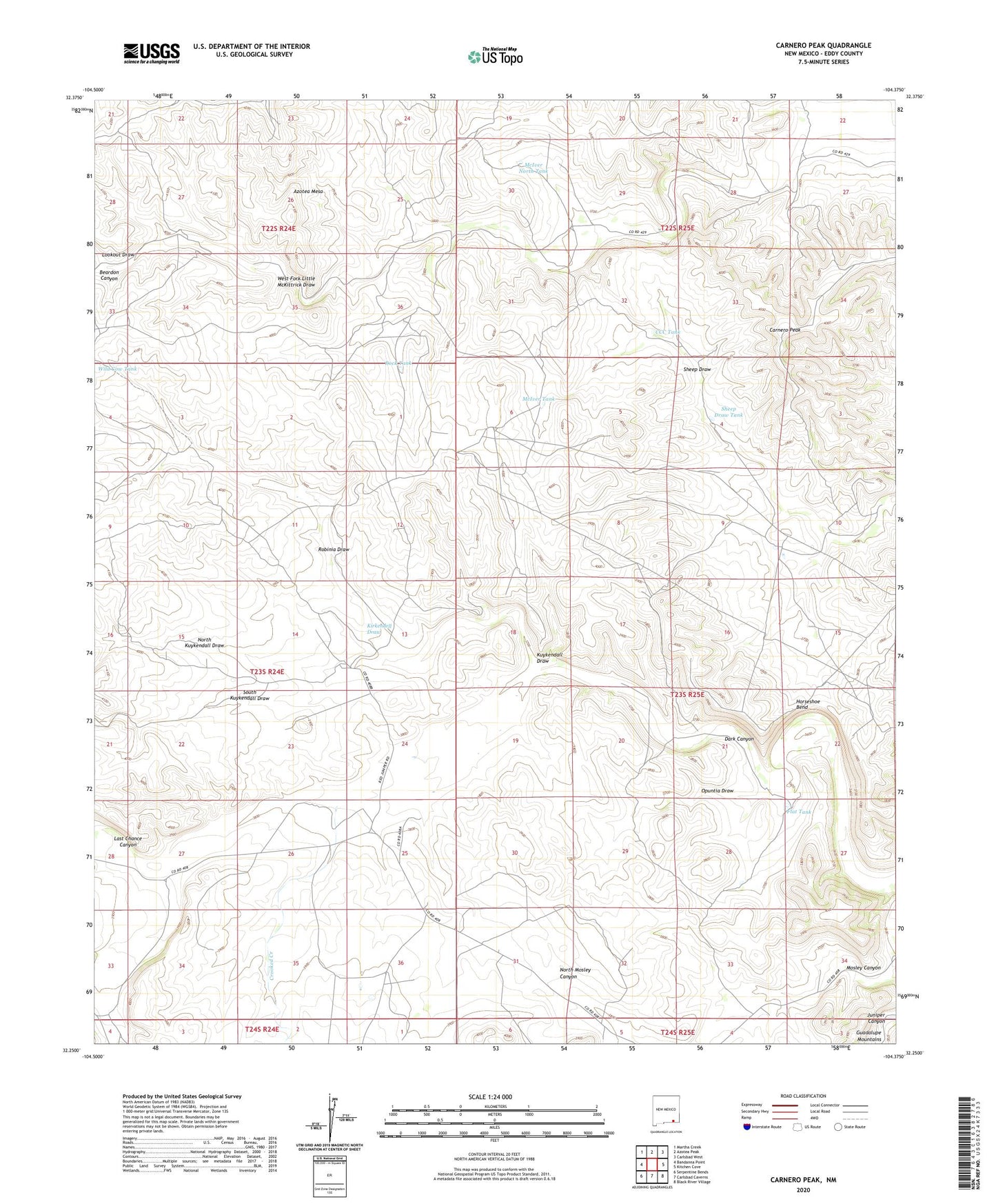 Carnero Peak New Mexico US Topo Map Image