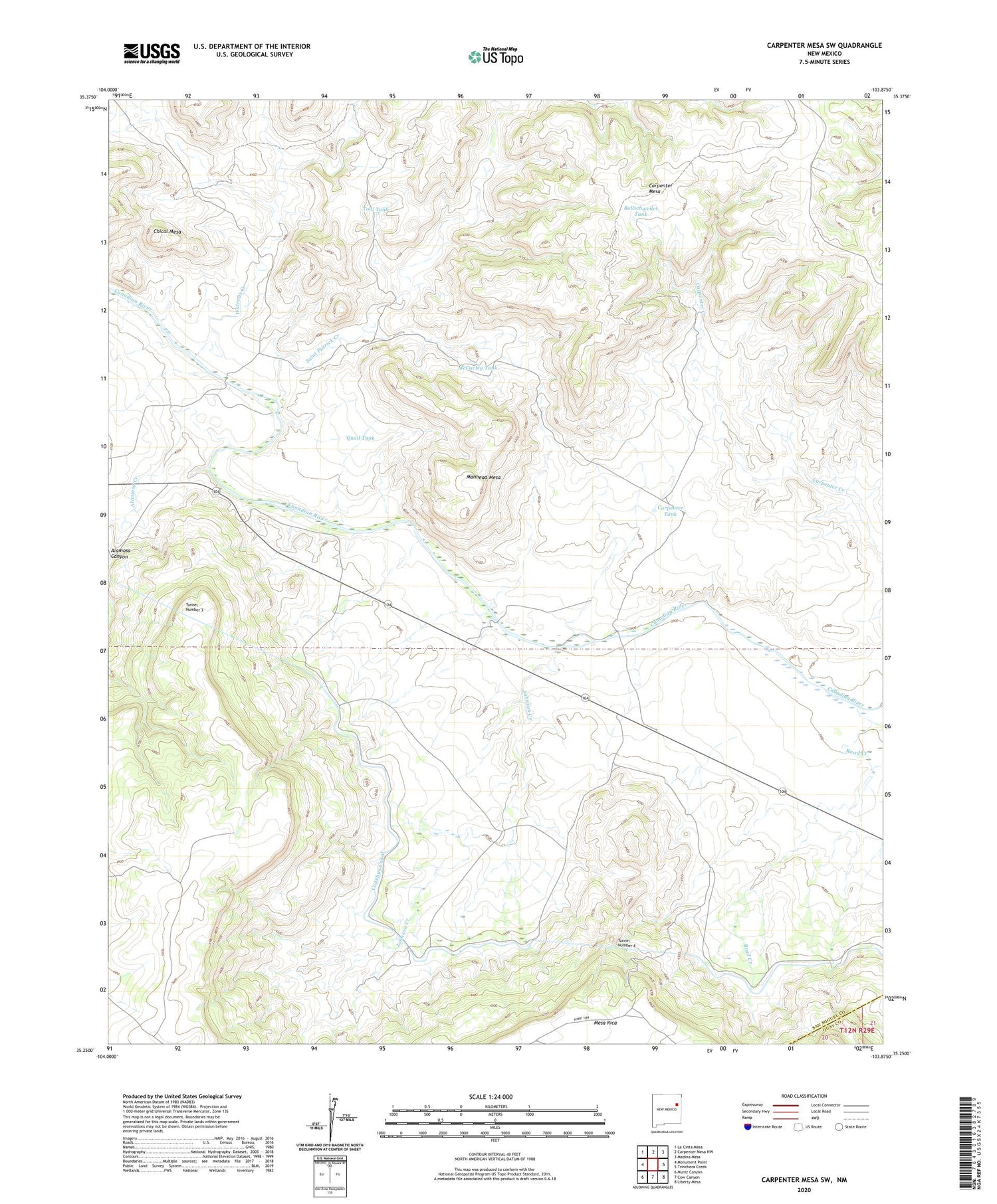 Carpenter Mesa SW New Mexico US Topo Map Image