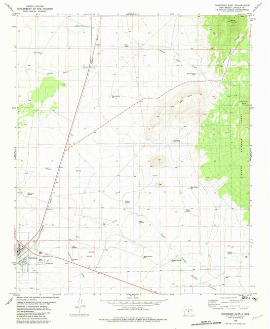Classic USGS Carrizozo East New Mexico 7.5'x7.5' Topo Map Image