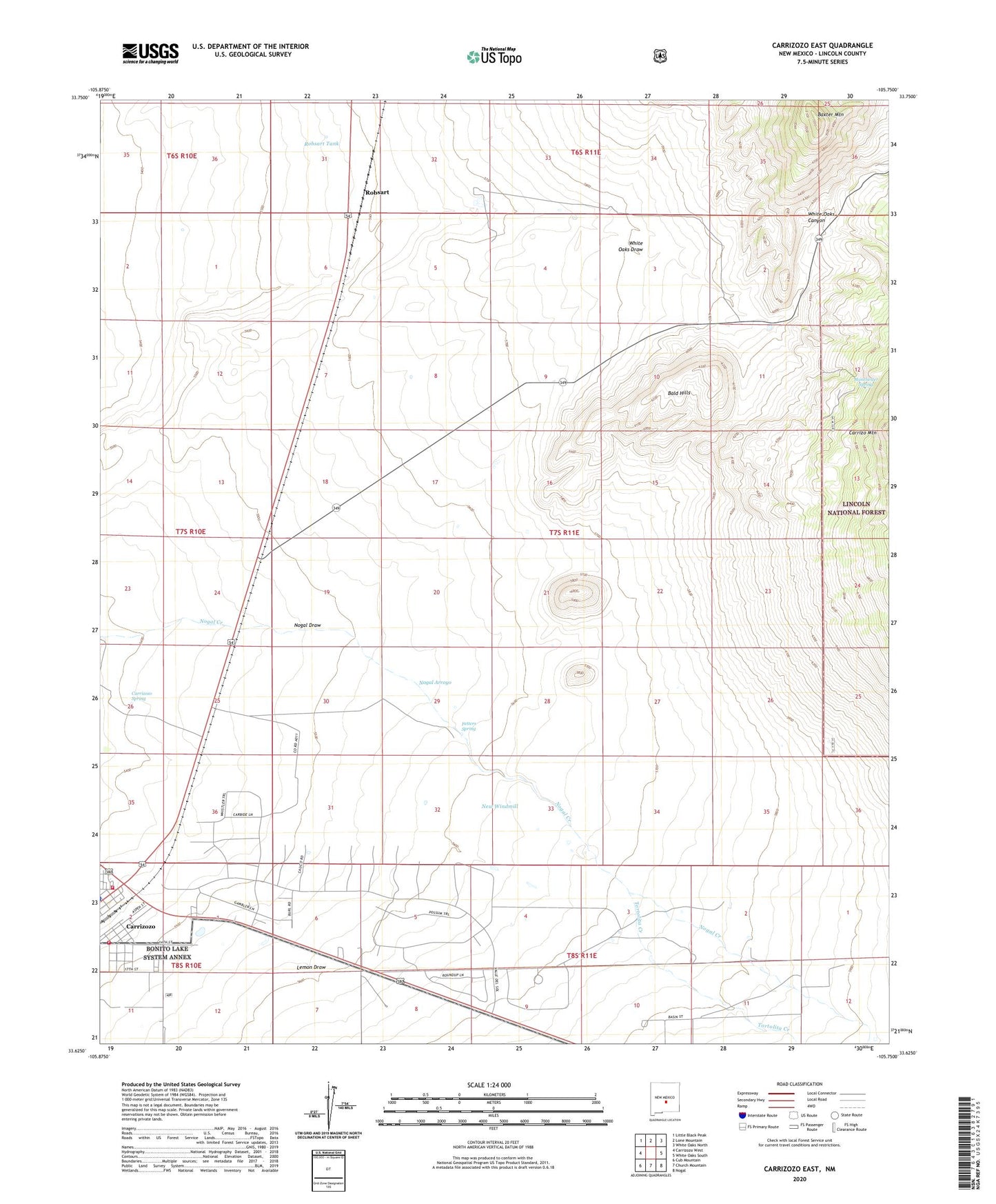 Carrizozo East New Mexico US Topo Map Image