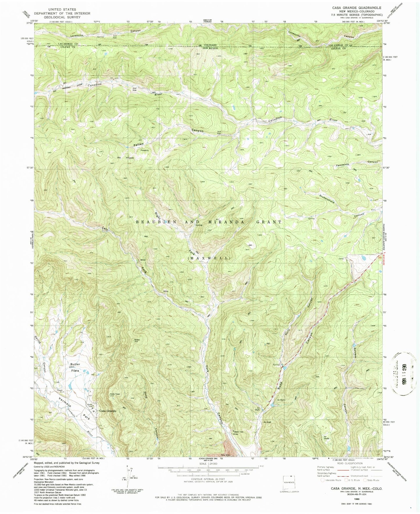Classic USGS Casa Grande New Mexico 7.5'x7.5' Topo Map Image