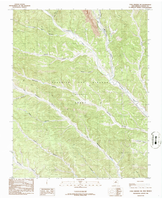 Classic USGS Casa Grande SW New Mexico 7.5'x7.5' Topo Map Image