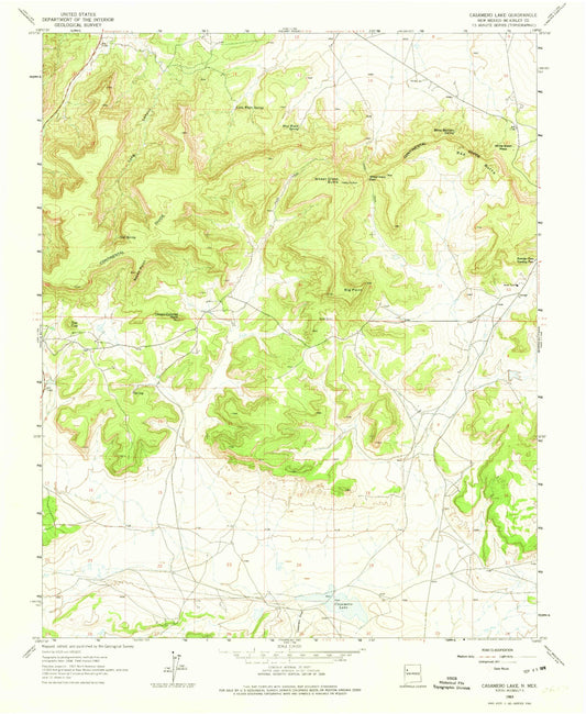 Classic USGS Casamero Lake New Mexico 7.5'x7.5' Topo Map Image