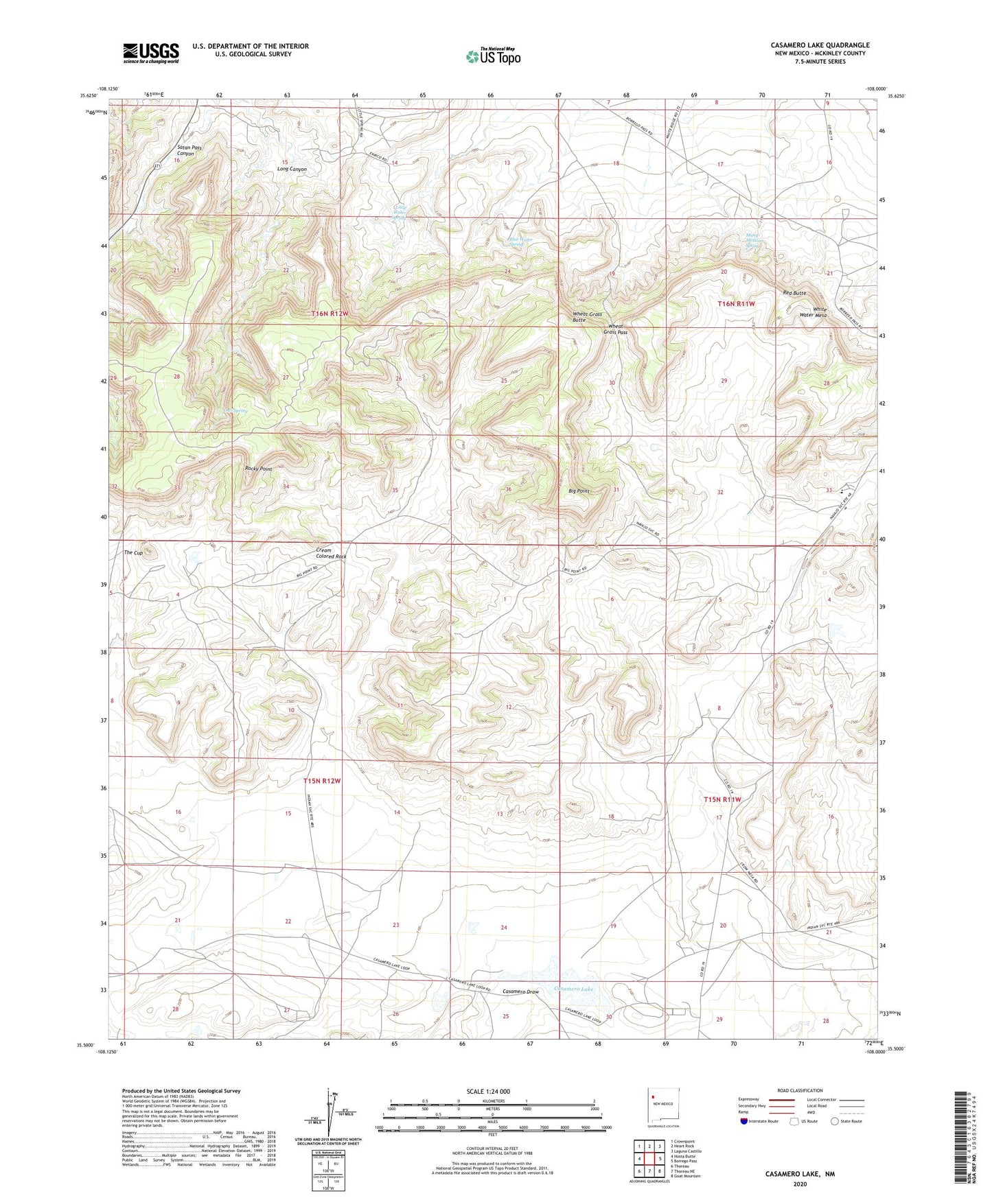Casamero Lake New Mexico US Topo Map Image