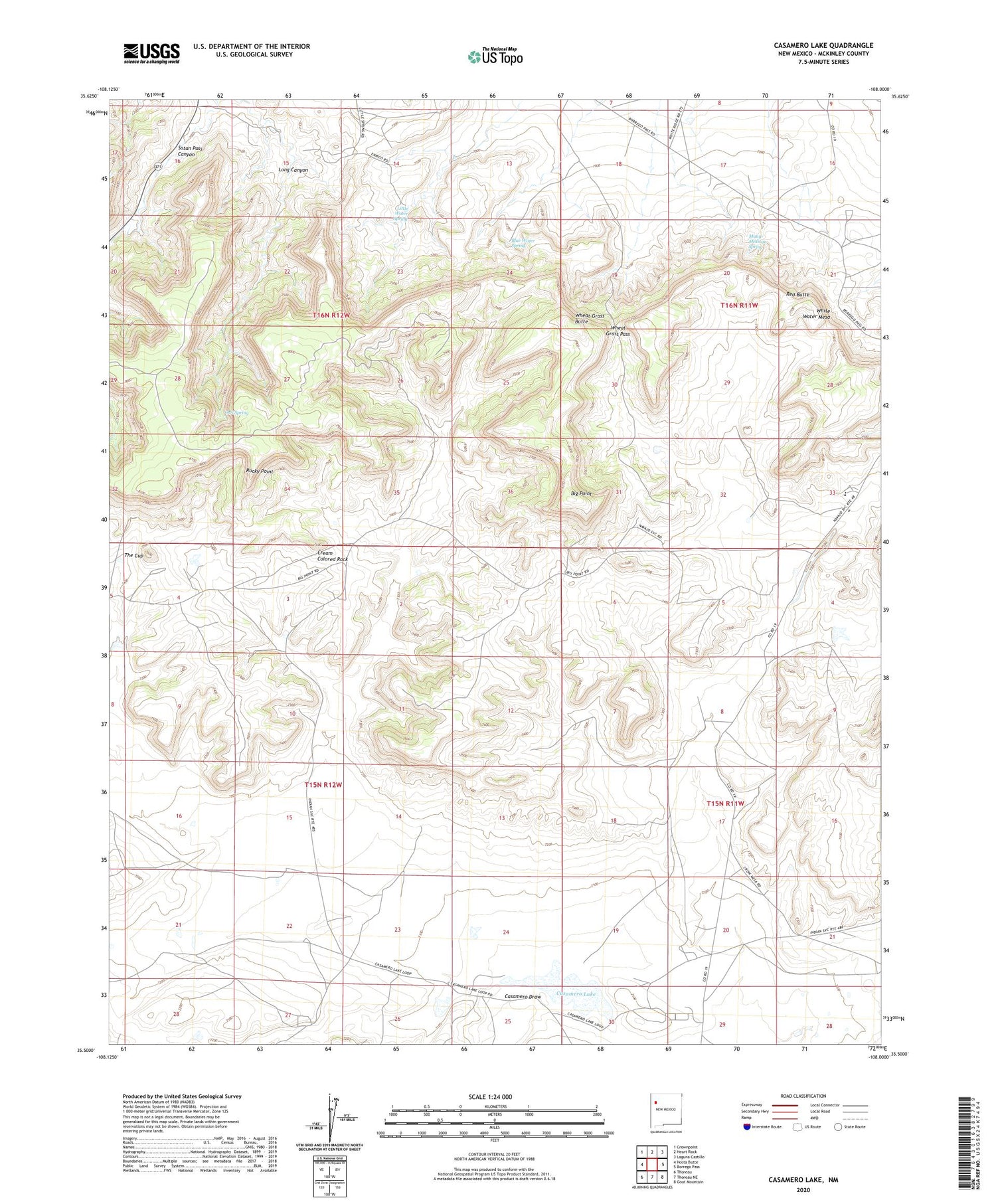 Casamero Lake New Mexico US Topo Map Image