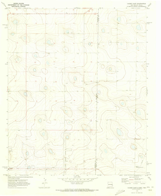 Classic USGS Causey East New Mexico 7.5'x7.5' Topo Map Image