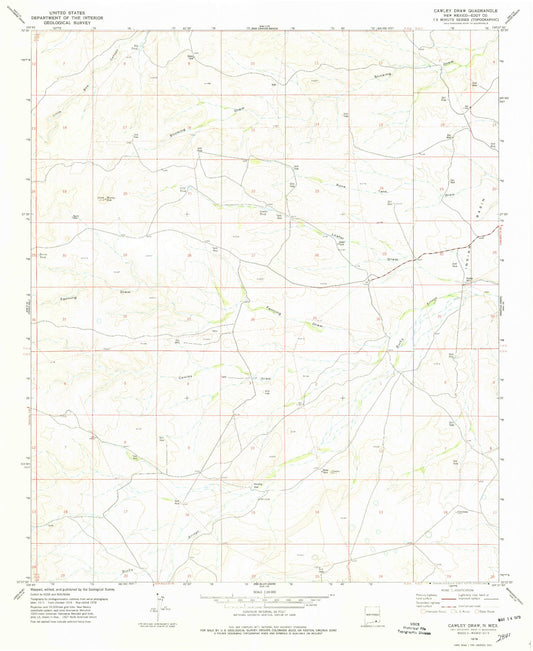 Classic USGS Cawley Draw New Mexico 7.5'x7.5' Topo Map Image