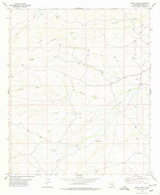 Classic USGS Cawley Draw New Mexico 7.5'x7.5' Topo Map Image