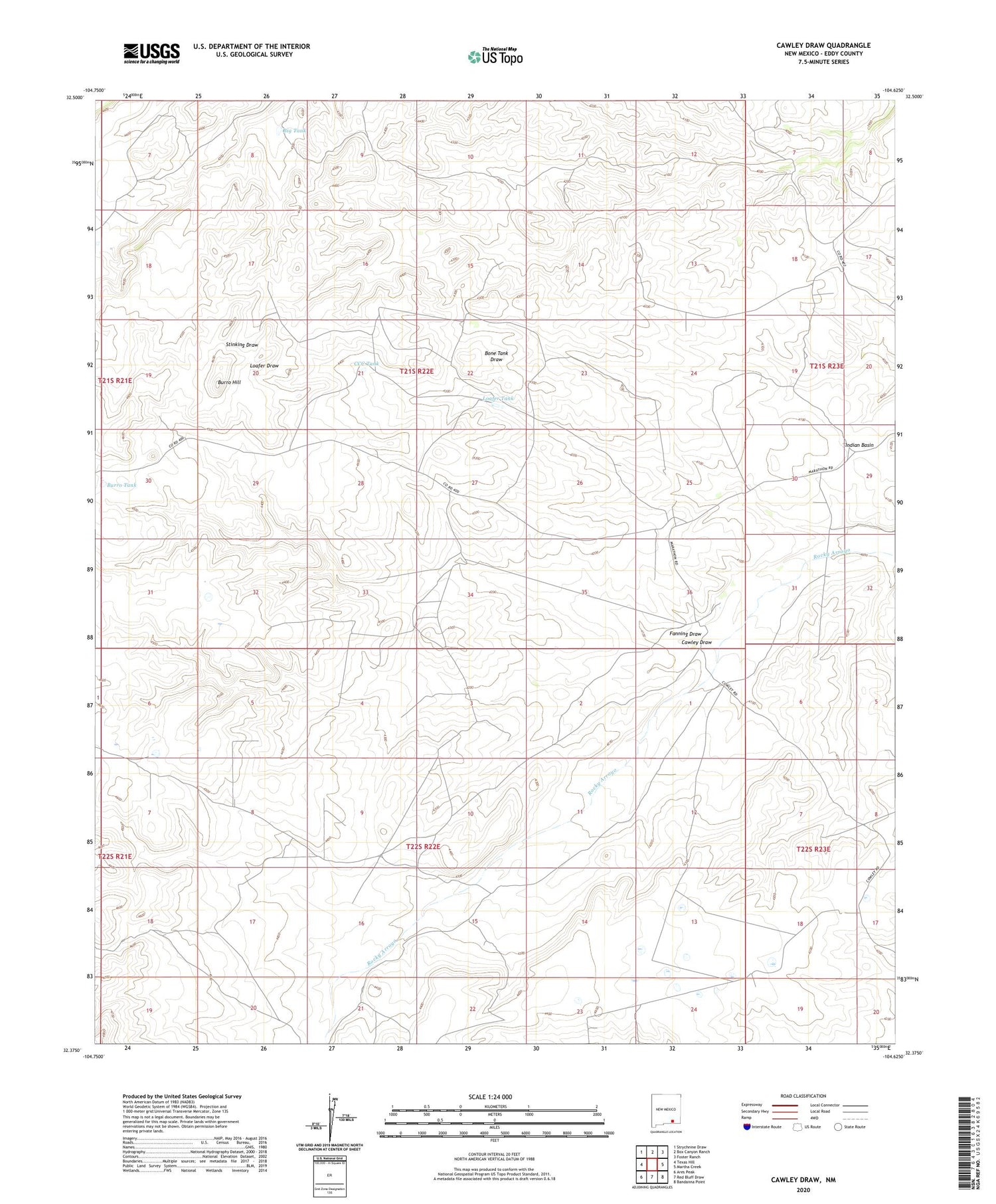 Cawley Draw New Mexico US Topo Map Image