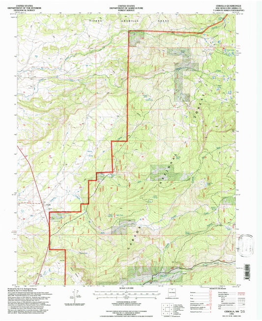 Classic USGS Cebolla New Mexico 7.5'x7.5' Topo Map Image