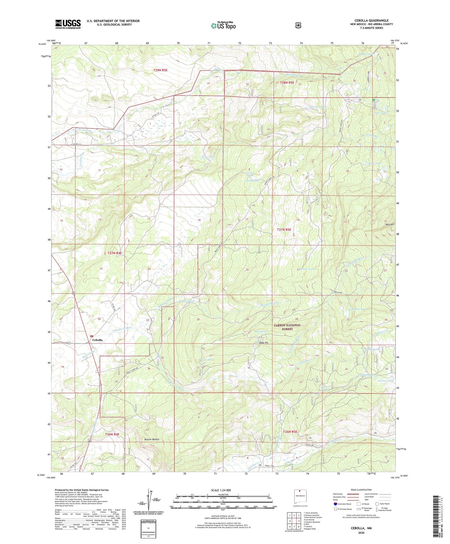 Cebolla New Mexico US Topo Map Image