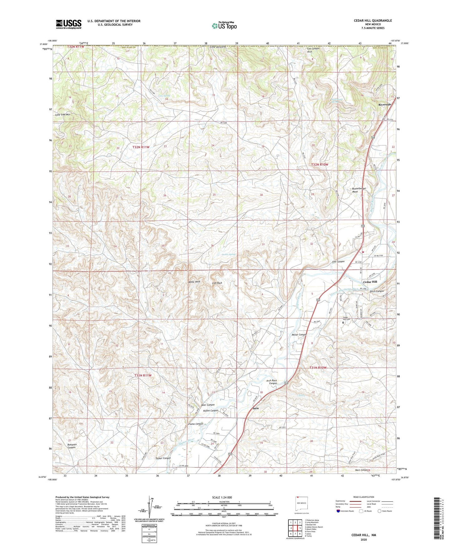 Cedar Hill New Mexico US Topo Map Image