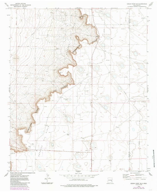 Classic USGS Cedar Point SE New Mexico 7.5'x7.5' Topo Map Image