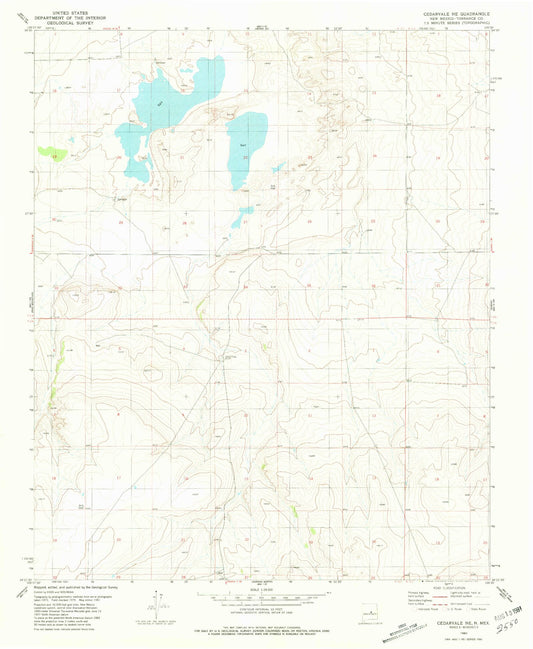 Classic USGS Cedarvale NE New Mexico 7.5'x7.5' Topo Map Image