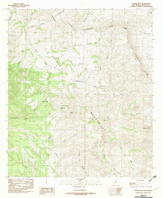 Classic USGS Center Peak New Mexico 7.5'x7.5' Topo Map Image