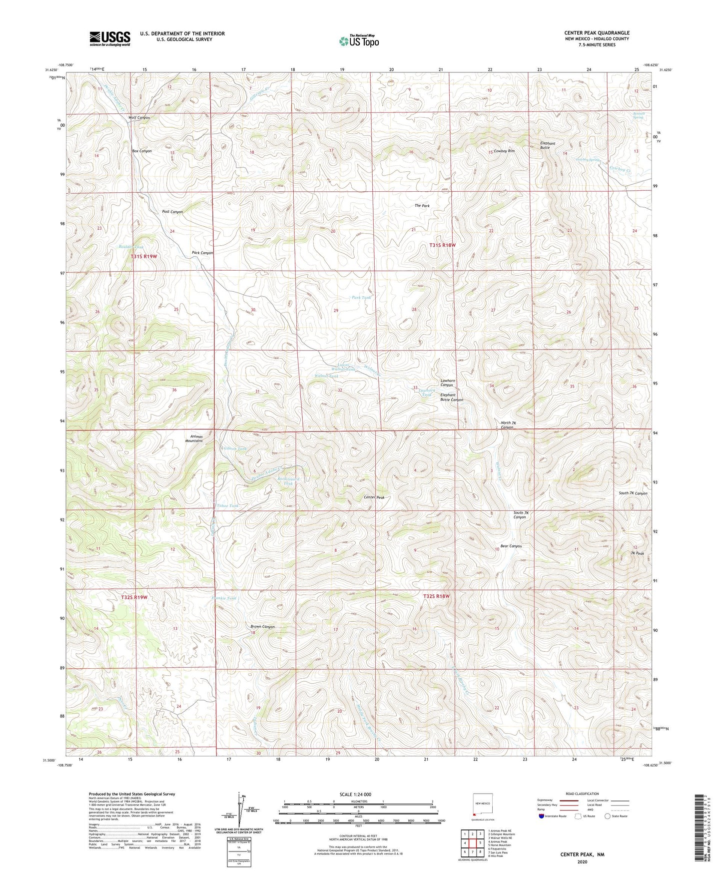 Center Peak New Mexico US Topo Map Image