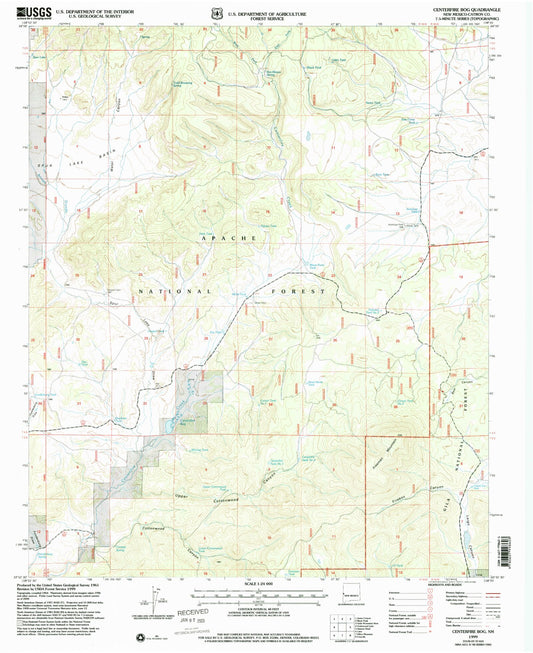 Classic USGS Centerfire Bog New Mexico 7.5'x7.5' Topo Map Image