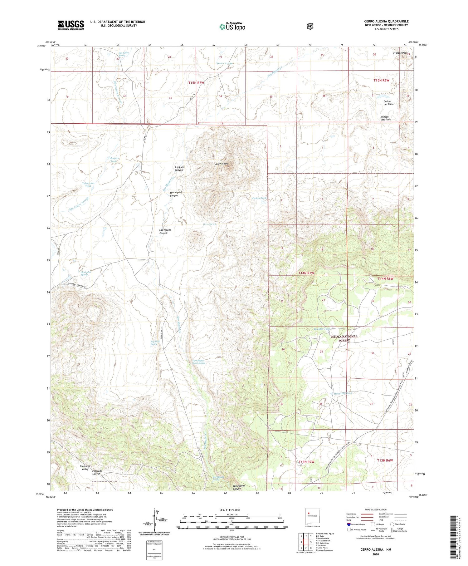 Cerro Alesna New Mexico US Topo Map Image