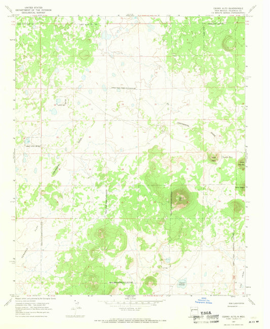 Classic USGS Cerro Alto New Mexico 7.5'x7.5' Topo Map Image