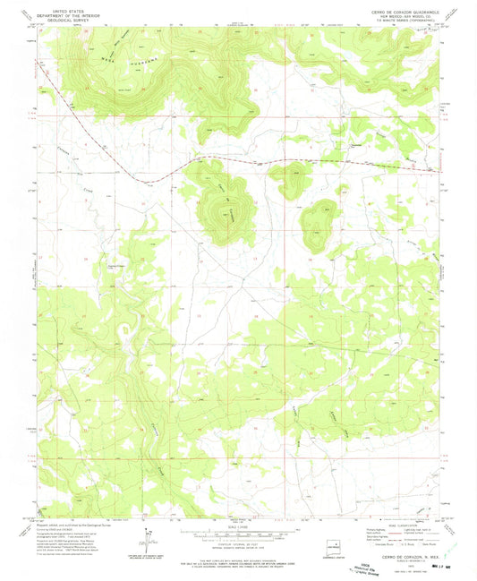 Classic USGS Cerro De Corazon New Mexico 7.5'x7.5' Topo Map Image