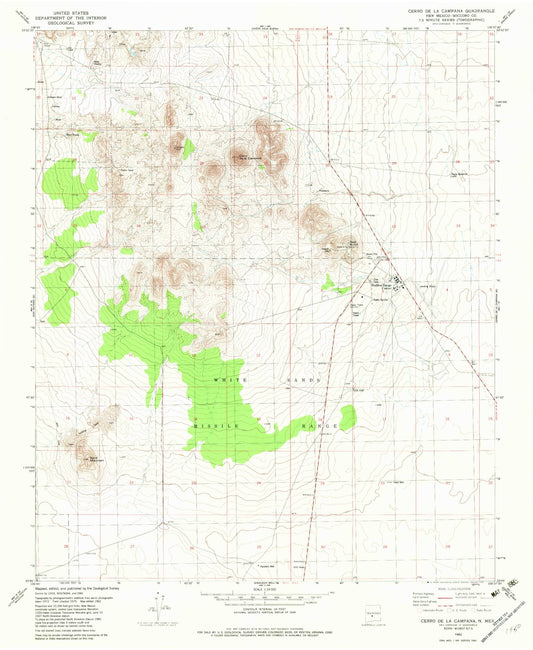 Classic USGS Cerro De La Campana New Mexico 7.5'x7.5' Topo Map Image