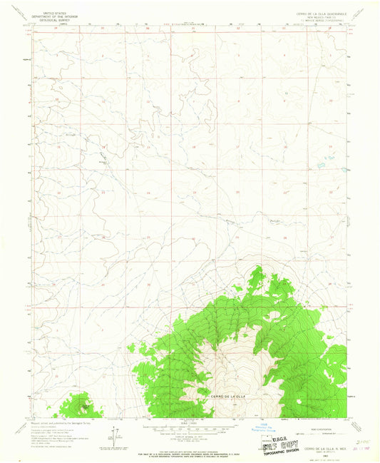 Classic USGS Cerro De La Olla New Mexico 7.5'x7.5' Topo Map Image