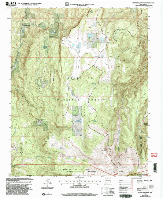 Classic USGS Cerro del Grant New Mexico 7.5'x7.5' Topo Map Image