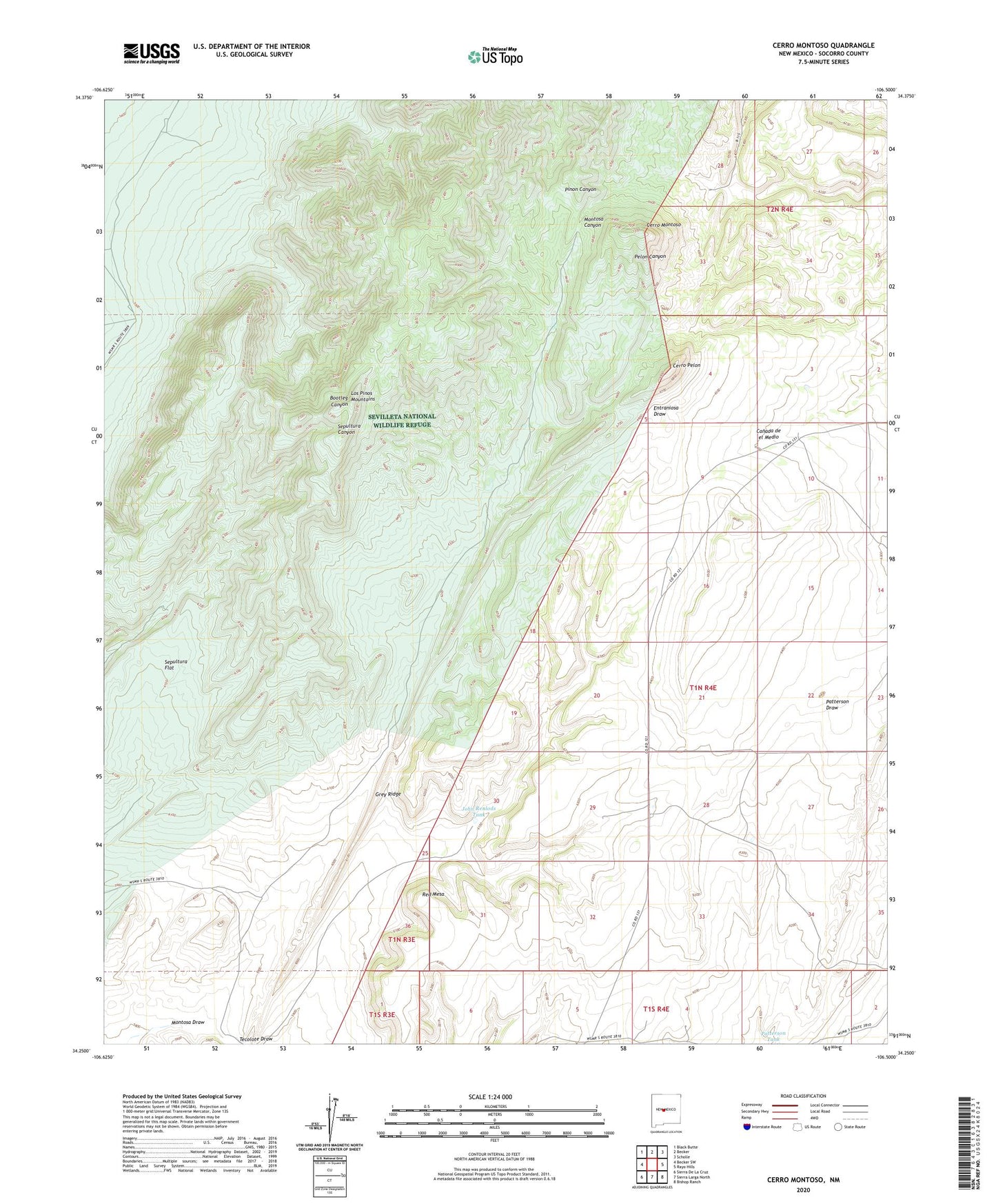 Cerro Montoso New Mexico US Topo Map Image