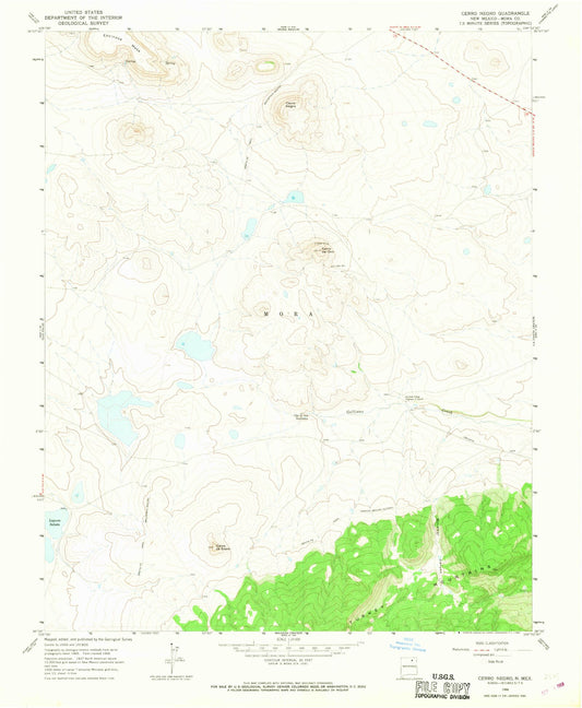 Classic USGS Cerro Negro New Mexico 7.5'x7.5' Topo Map Image