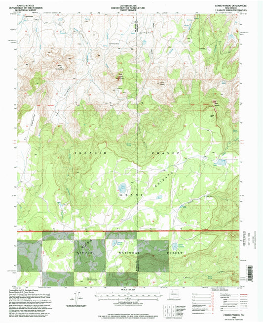 Classic USGS Cerro Parido New Mexico 7.5'x7.5' Topo Map Image