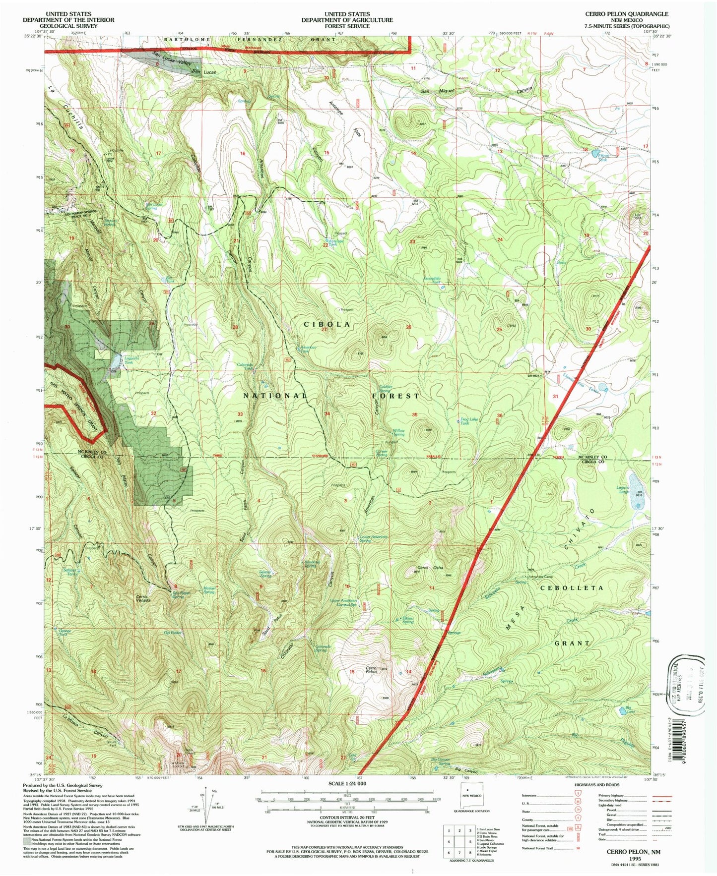 Classic USGS Cerro Pelon New Mexico 7.5'x7.5' Topo Map Image