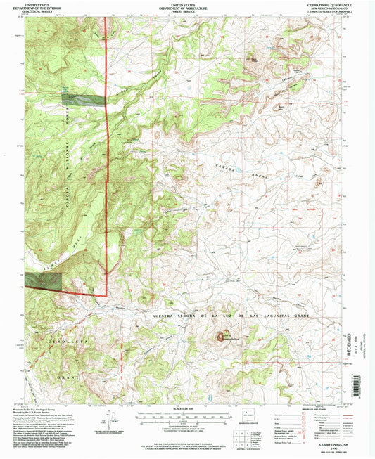 Classic USGS Cerro Tinaja New Mexico 7.5'x7.5' Topo Map Image