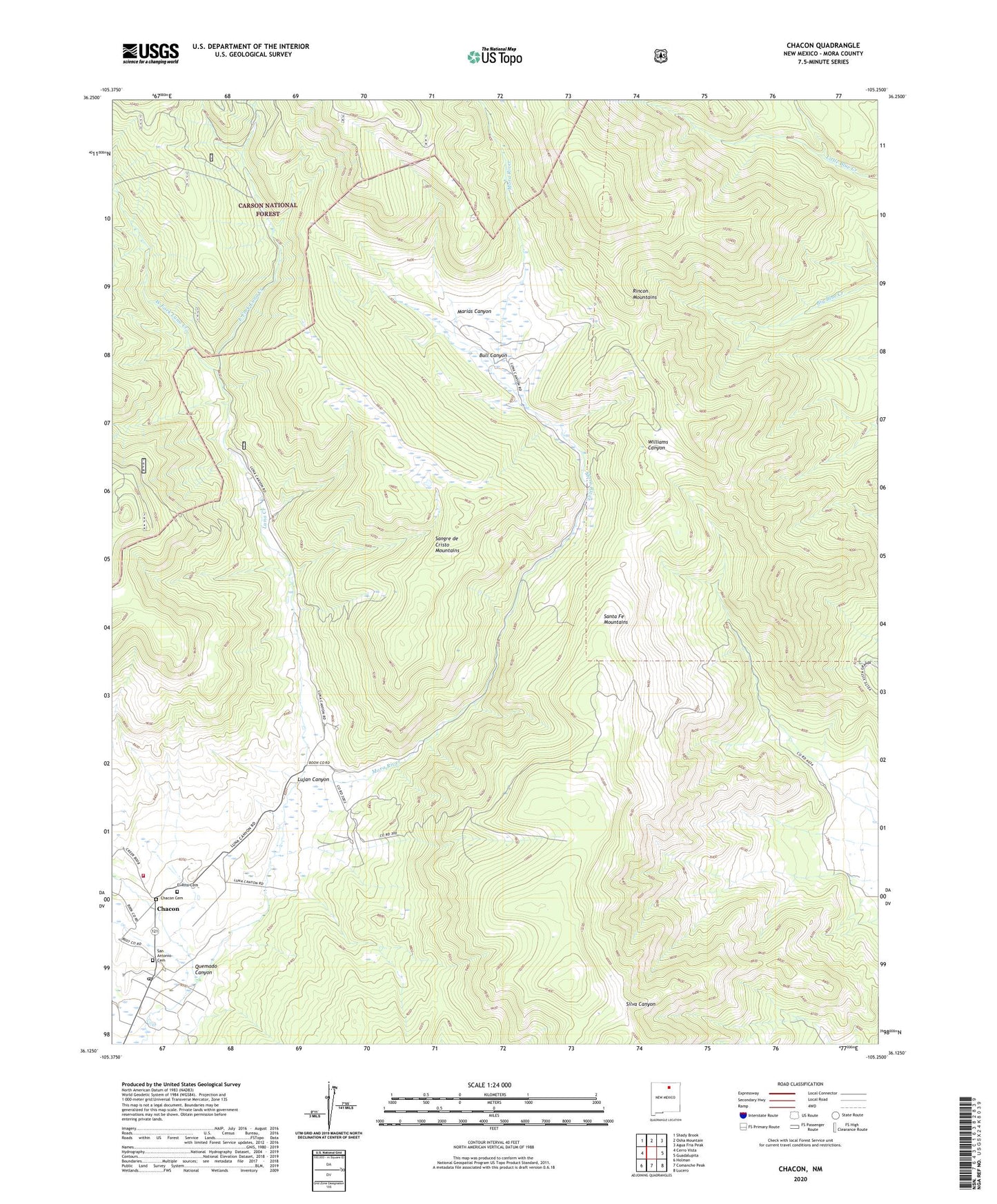 Chacon New Mexico US Topo Map Image