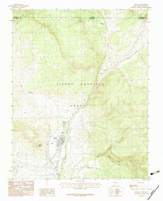 Classic USGS Chama New Mexico 7.5'x7.5' Topo Map Image