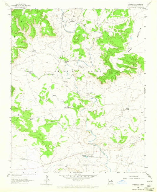 Classic USGS Chaperito New Mexico 7.5'x7.5' Topo Map Image
